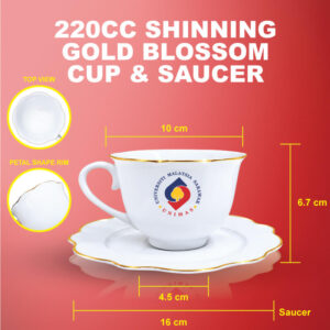 220ml Shining Gold Banding Blossom Cup & Saucer: Shining Gold Series